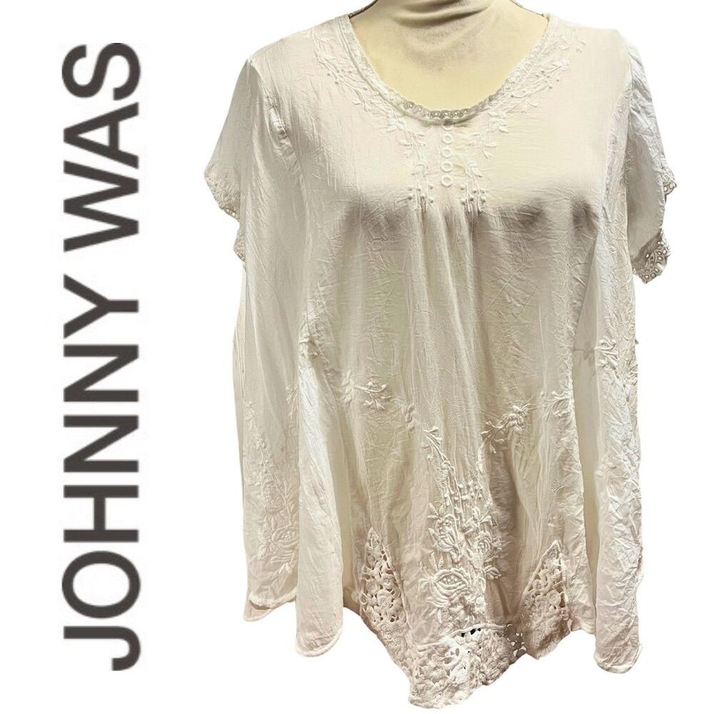 Johnny Was Ivory Embroidered Tunic